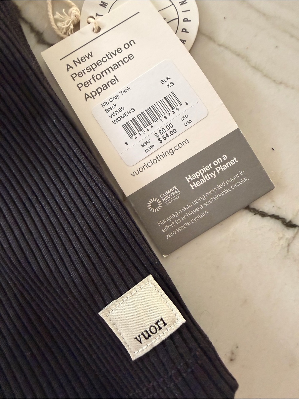 Vuori Black Ribbed Crop Tank - Picture 2 of 2